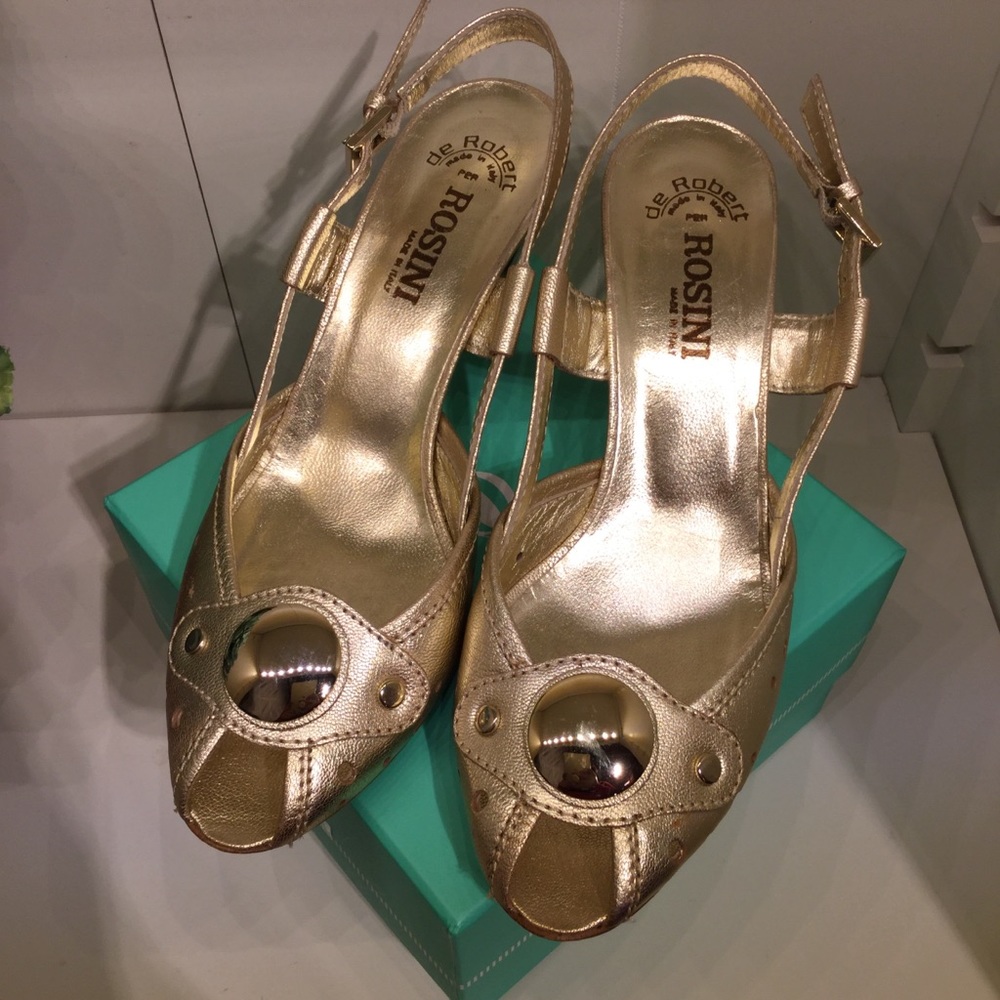 Gold Rosini sandals, Made in Italy, sz 39 (8 1/2)